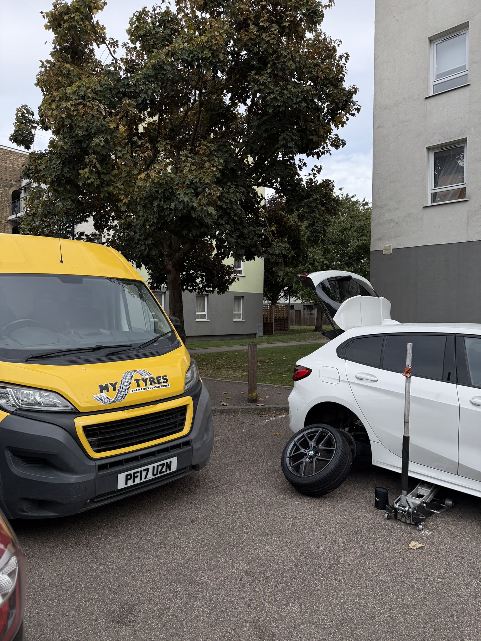 My Tyres mobile van arriving with equipment